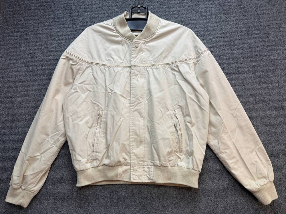 David Taylor Mens L Beige Bomber Jacket Full Zip Snap Front Made In Russia